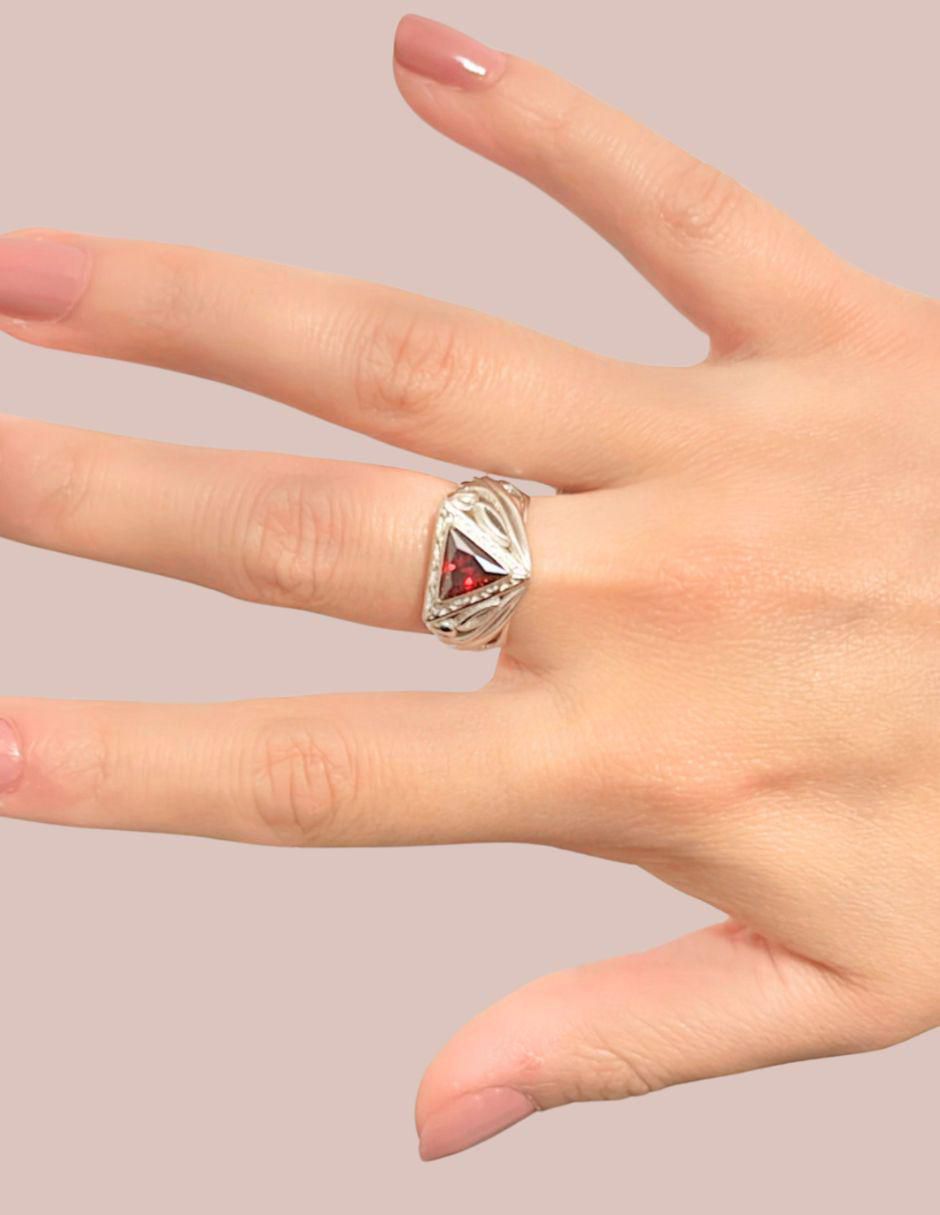 Anillo triangular Brillo P 925 de plata zirconia troquelado 8