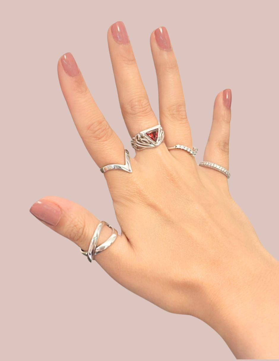 Anillo triangular Brillo P 925 de plata zirconia troquelado 6