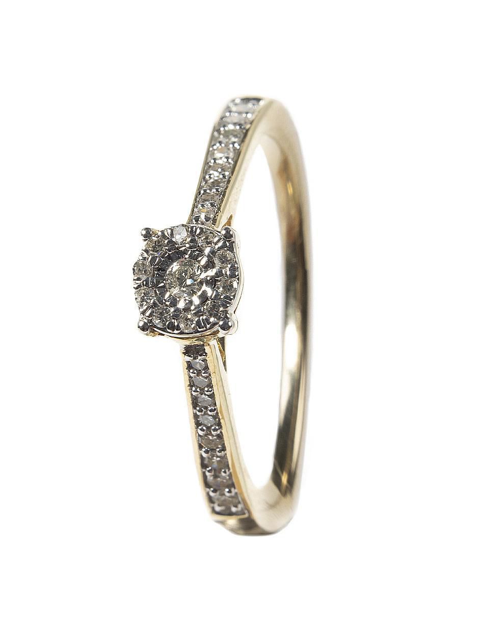 Anillo redondo 14 k de oro diamante brillante Anillo redondo 14 k de oro diamante brillante