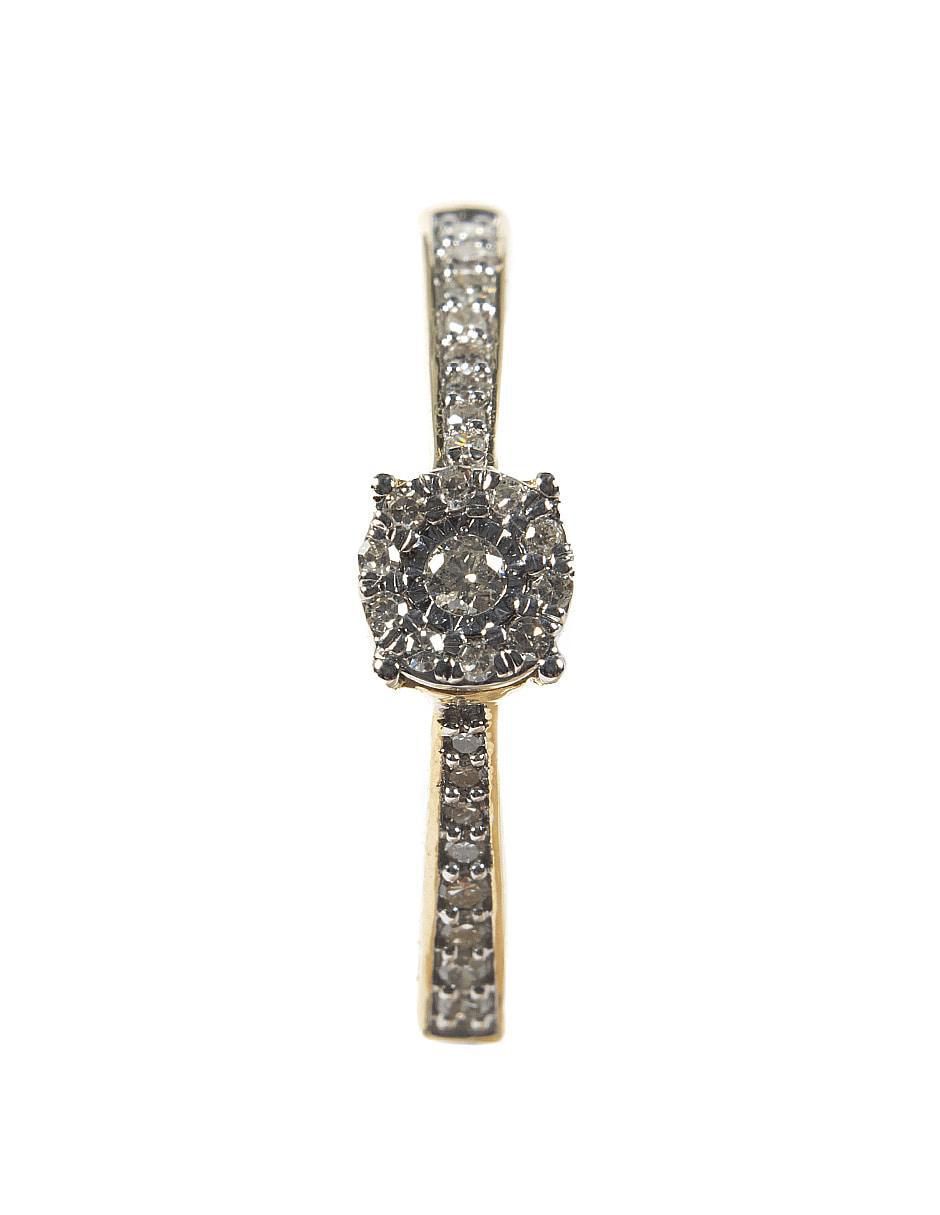 Anillo redondo 14 k de oro diamante brillante 2