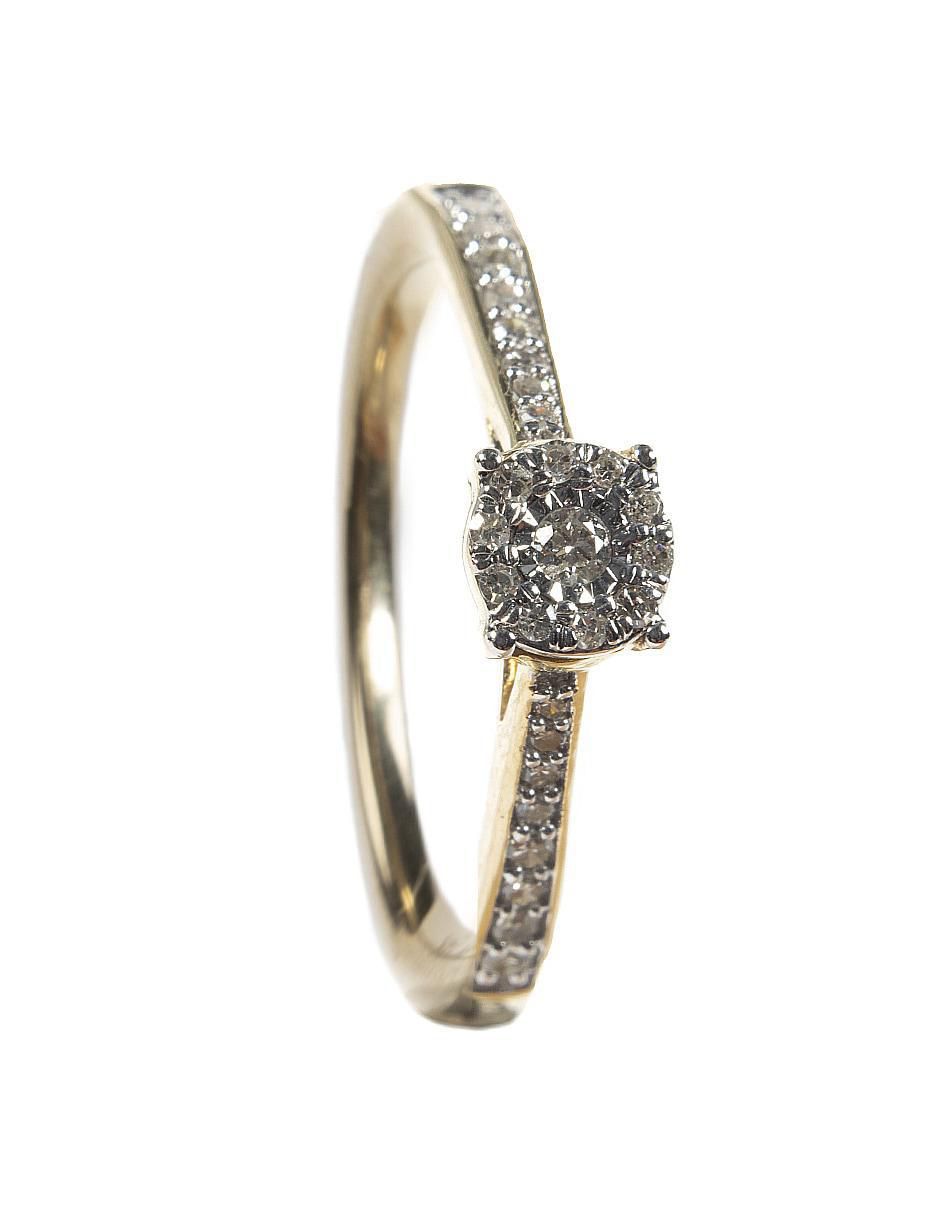 Anillo redondo 14 k de oro diamante brillante 3