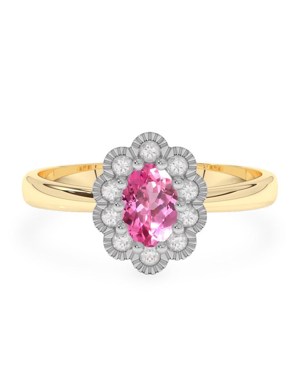 Anillo de compromiso de oro 14 k zafiro rosa Anillo de compromiso de oro 14 k zafiro rosa