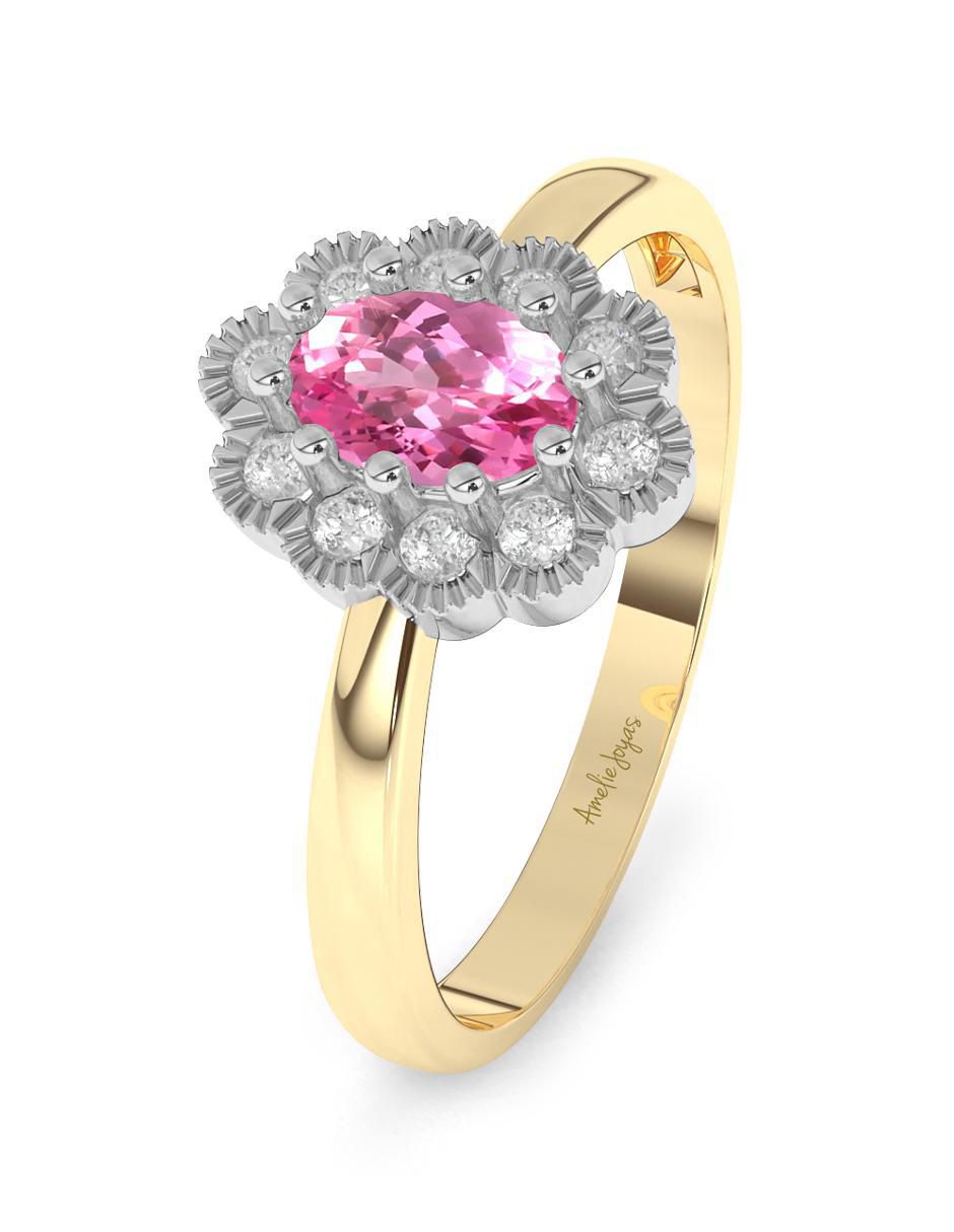 Anillo de compromiso 14 k zafiro rosa 3