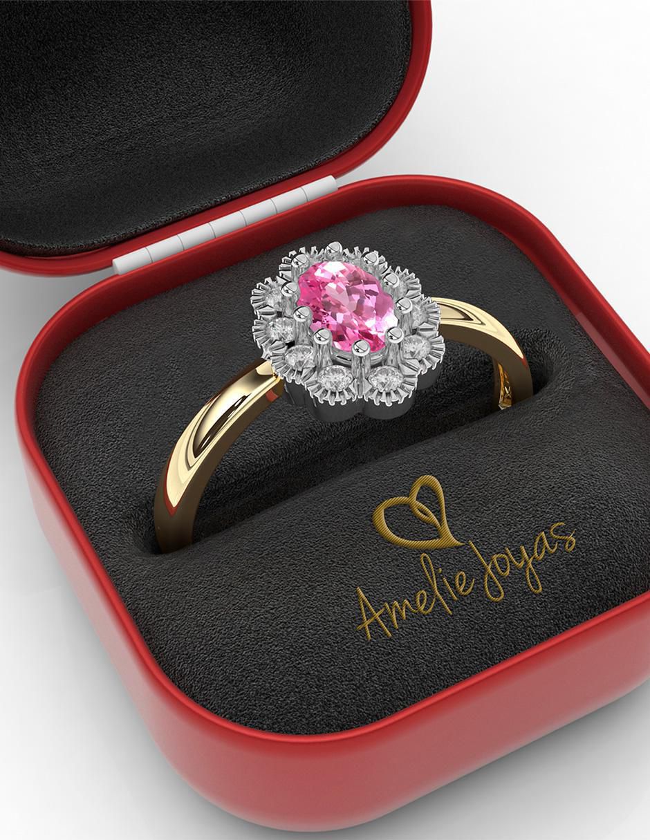 Anillo de compromiso 14 k zafiro rosa 2