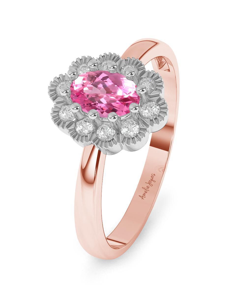 Anillo de compromiso 14 k zafiro rosa 2