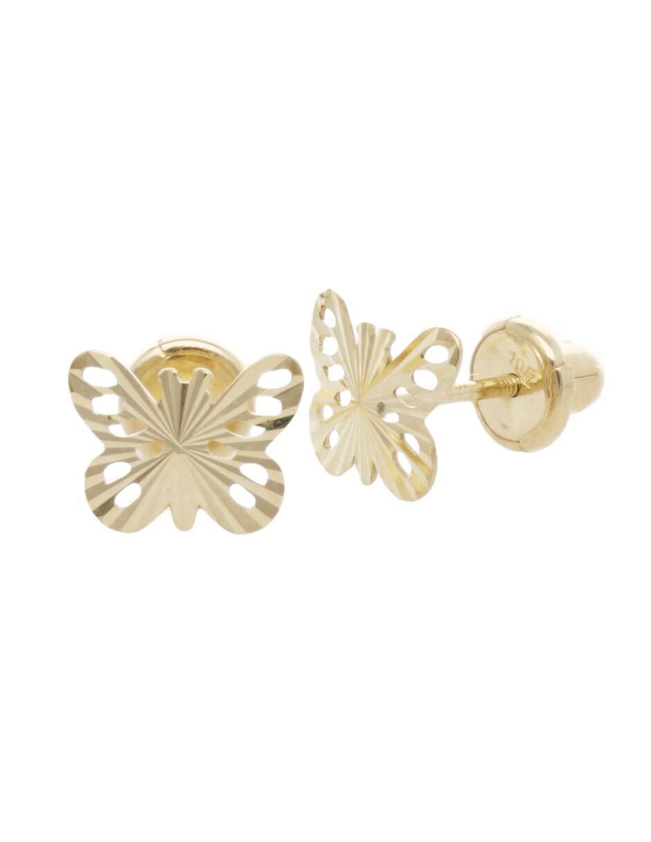 Broqueles de mariposa de oro amarillo con acabado brillante Broqueles de mariposa de oro amarillo con acabado brillante
