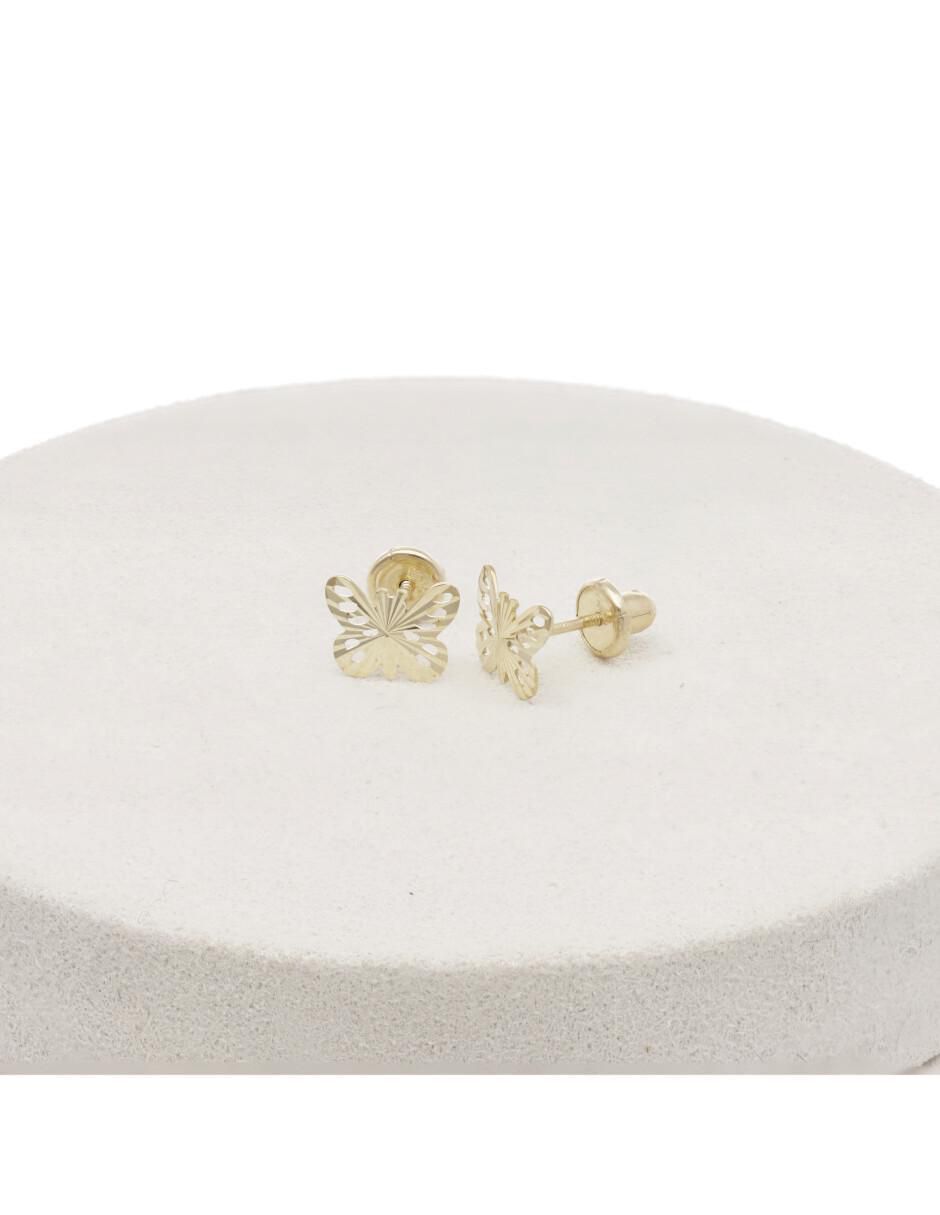 Broqueles de mariposa de oro amarillo con acabado brillante