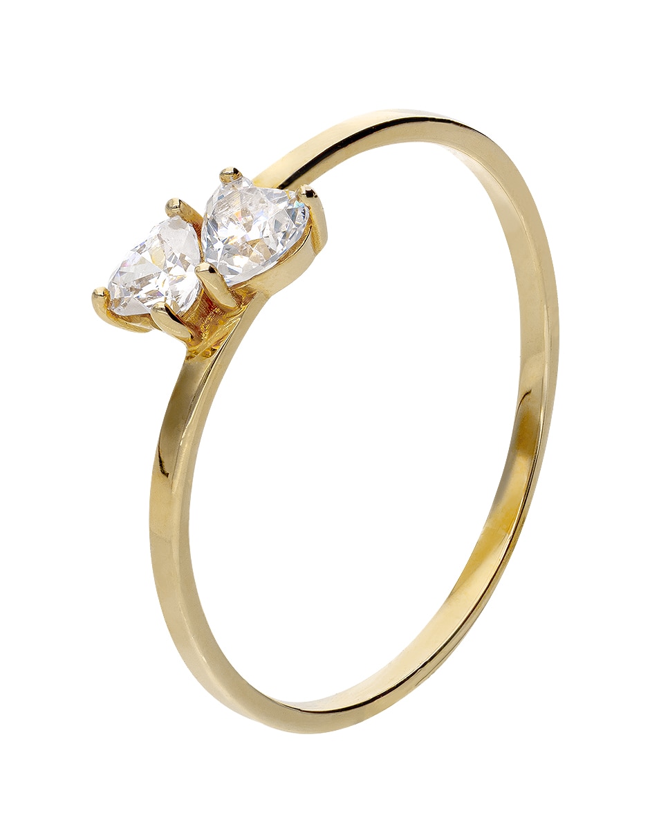 Anillo de compromiso de oro 14 K Promesa zirconia 2