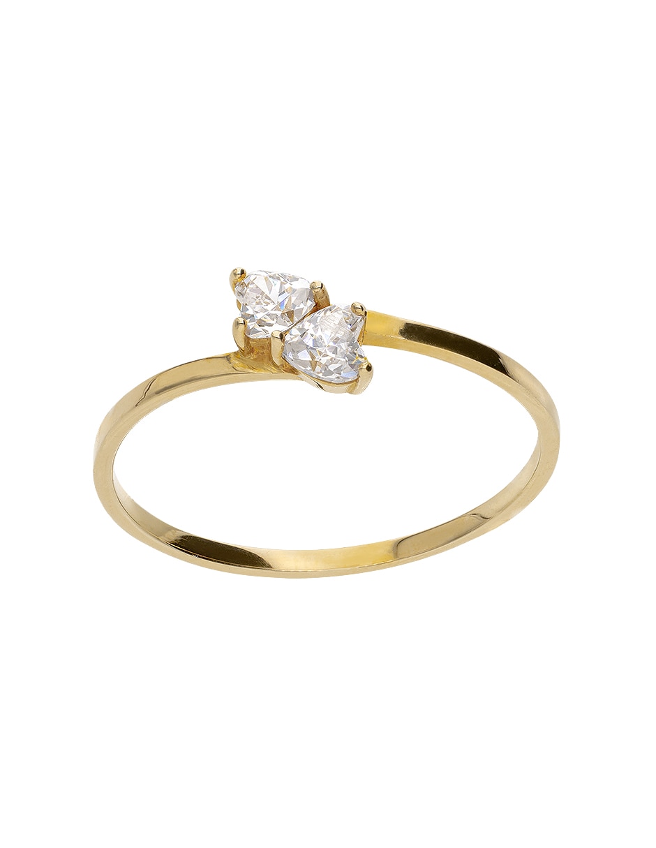 Anillo de compromiso de oro 14 K Promesa zirconia 3