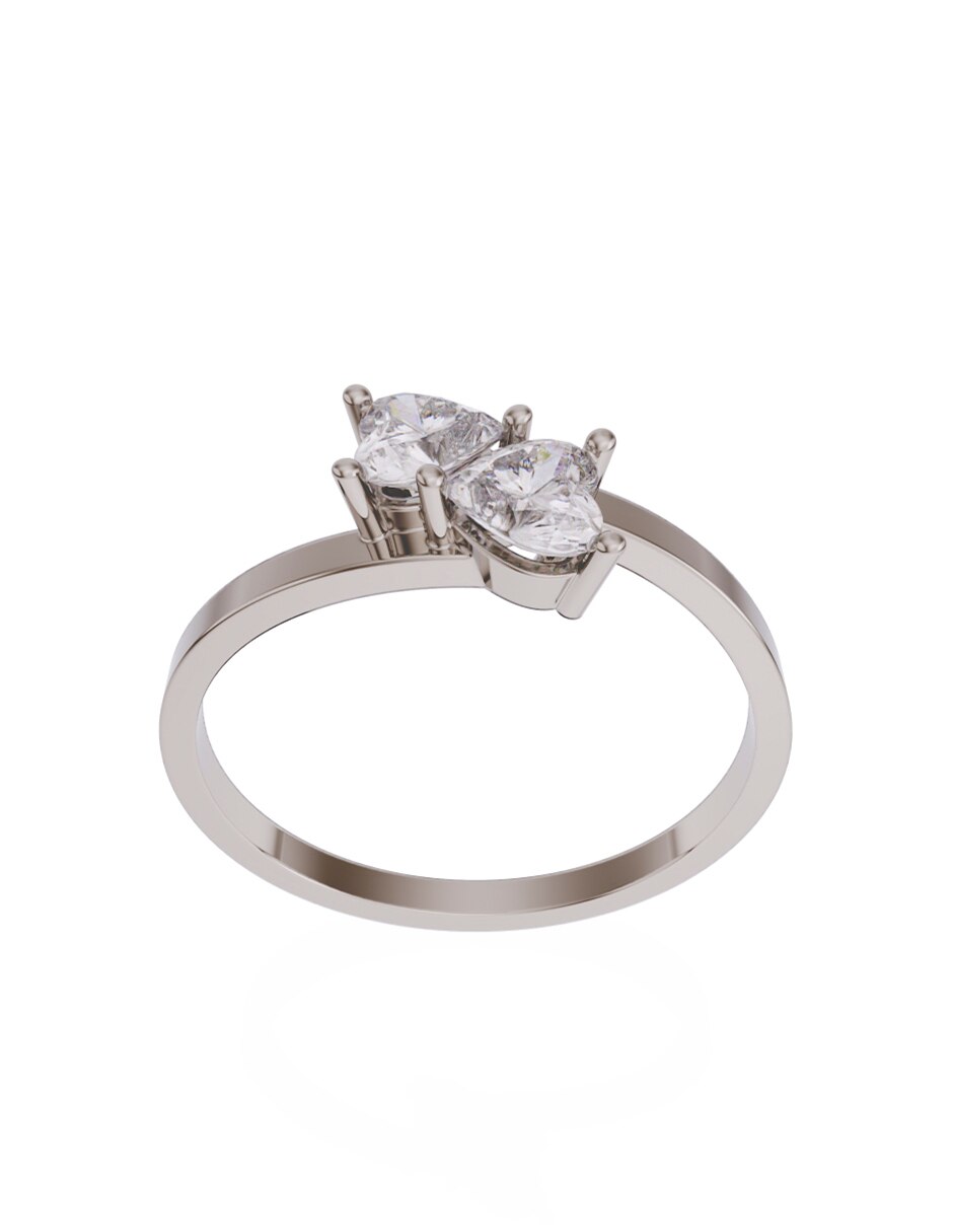 Anillo de compromiso de oro 14 K Promesa zirconia 3