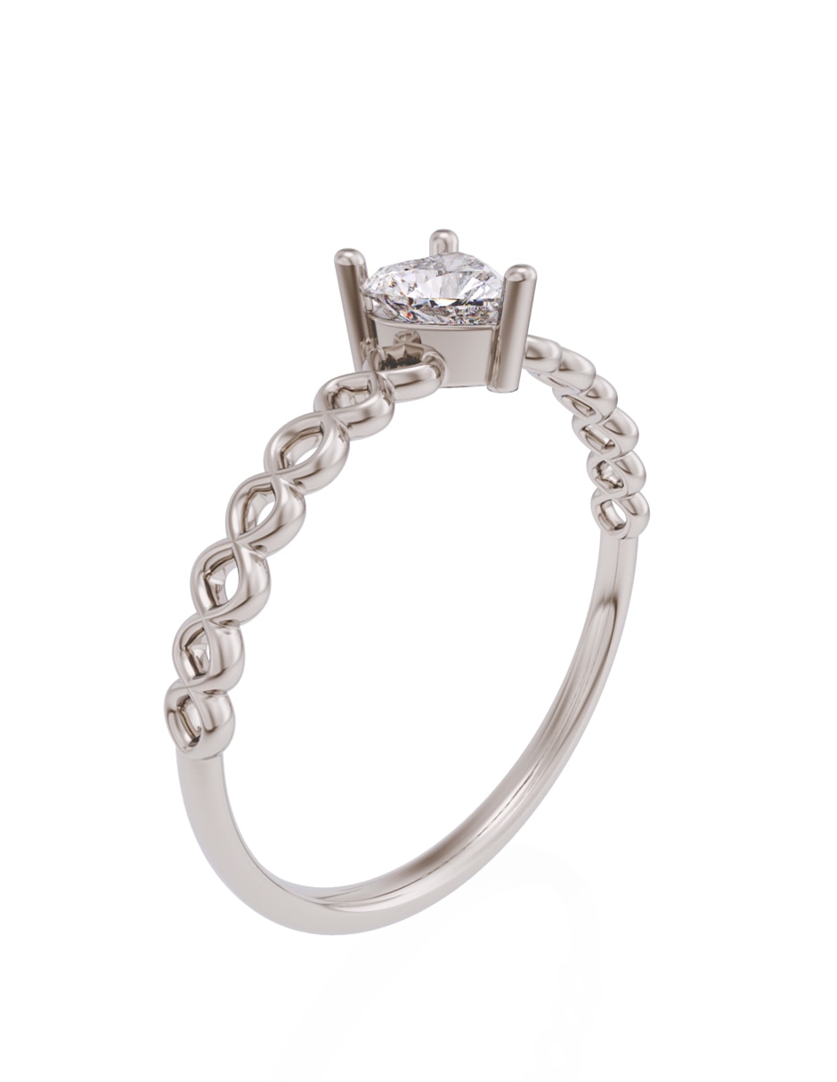 Anillo de compromiso de oro 14 K Promesa zirconia 3