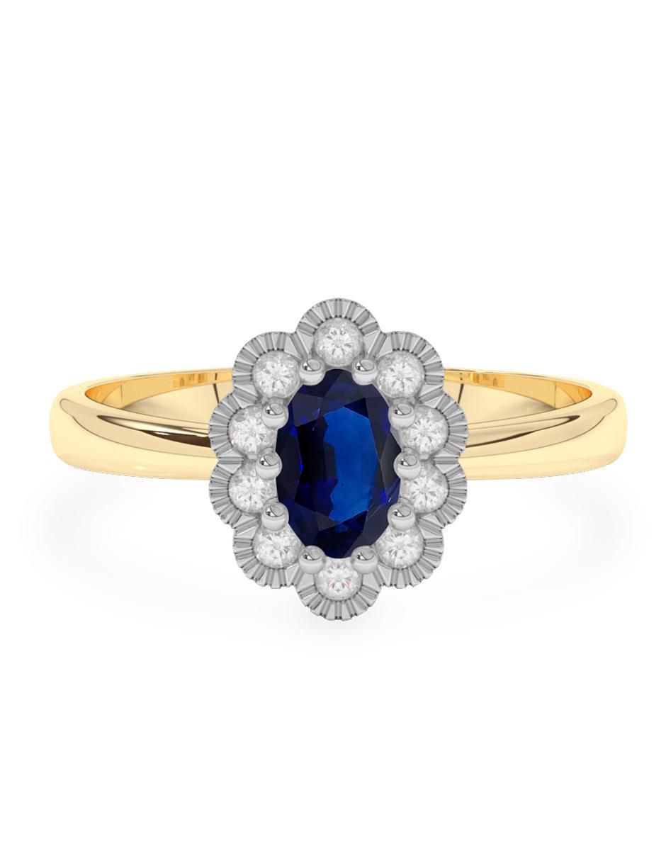 Anillo de compromiso de oro 14 k zafiro