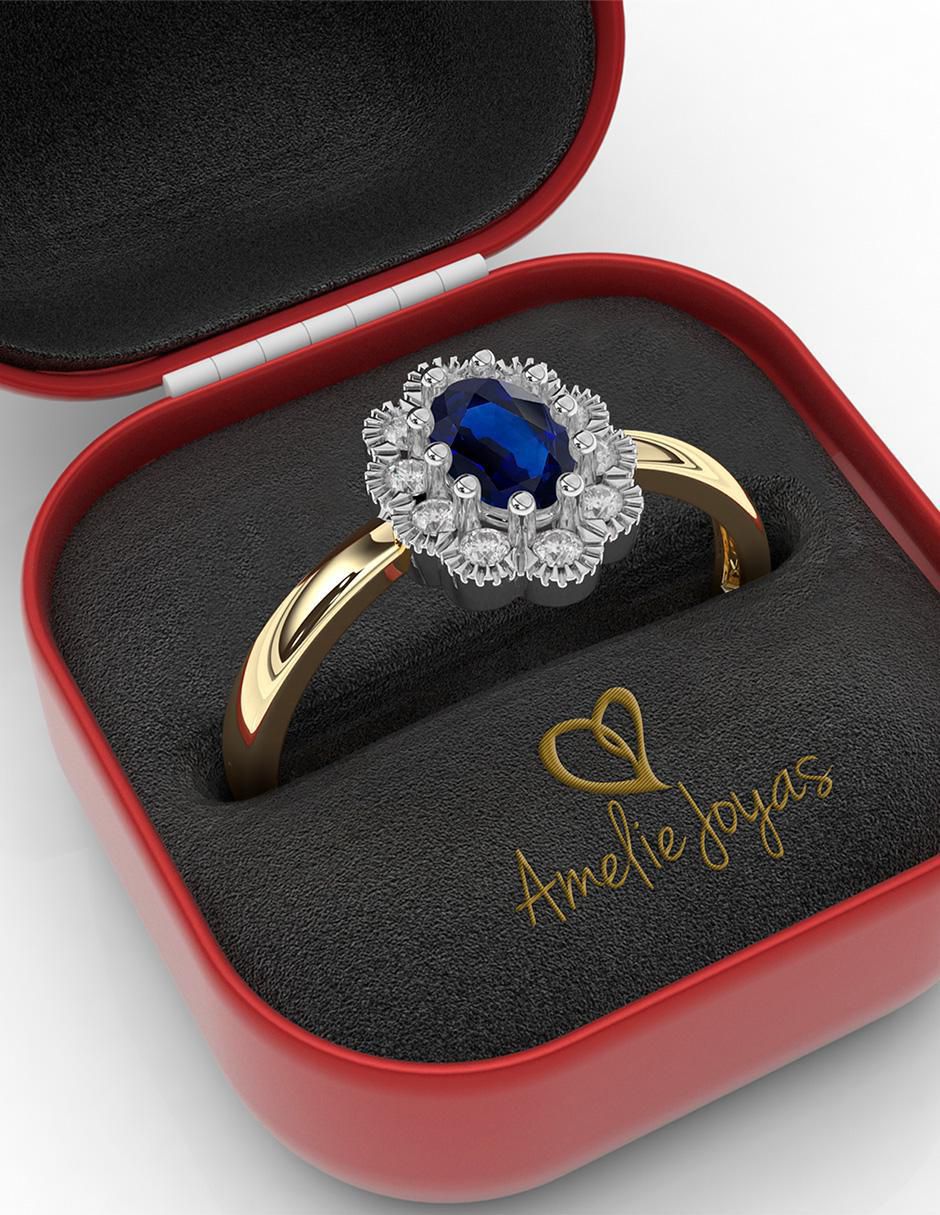 Anillo de compromiso 14 k zafiro 2