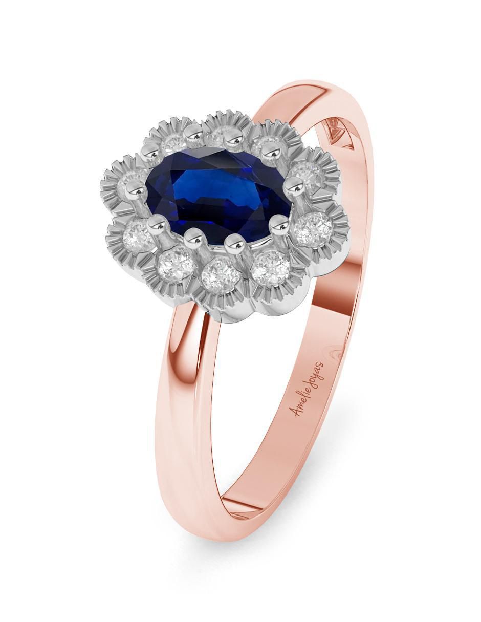 Anillo de compromiso 14 k zafiro 2