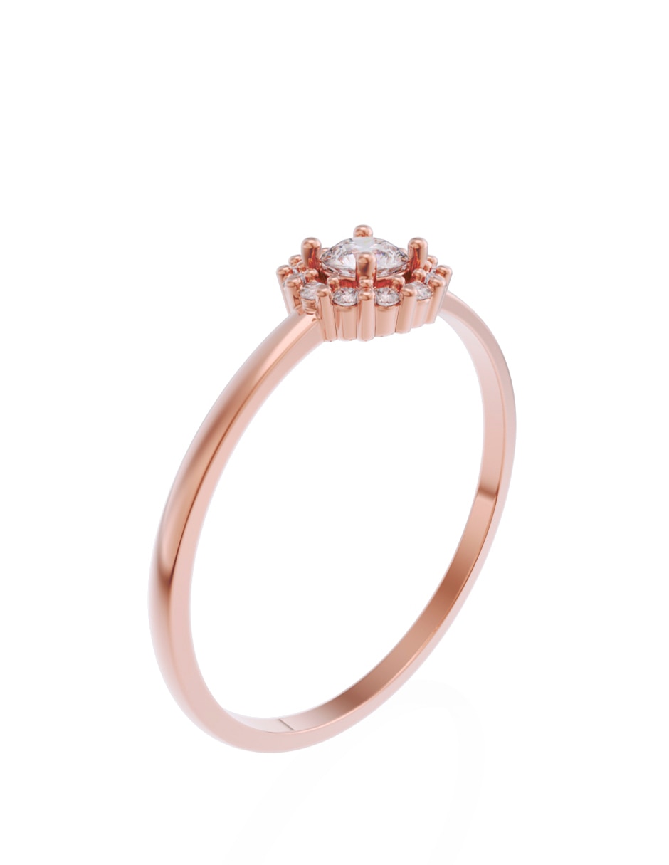 Anillo de compromiso de oro 10 K Promesa zirconia 2