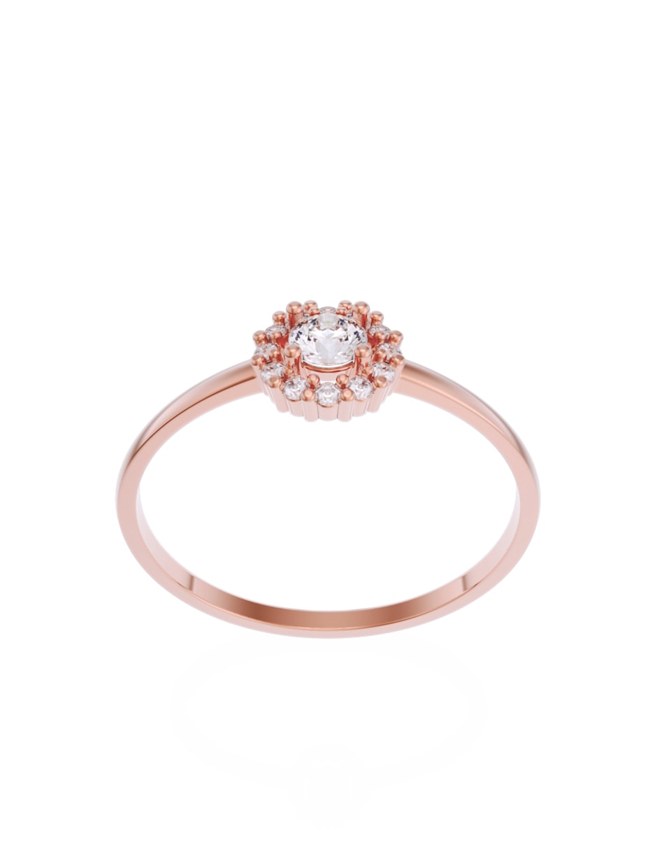 Anillo de compromiso de oro 10 K Promesa zirconia 3