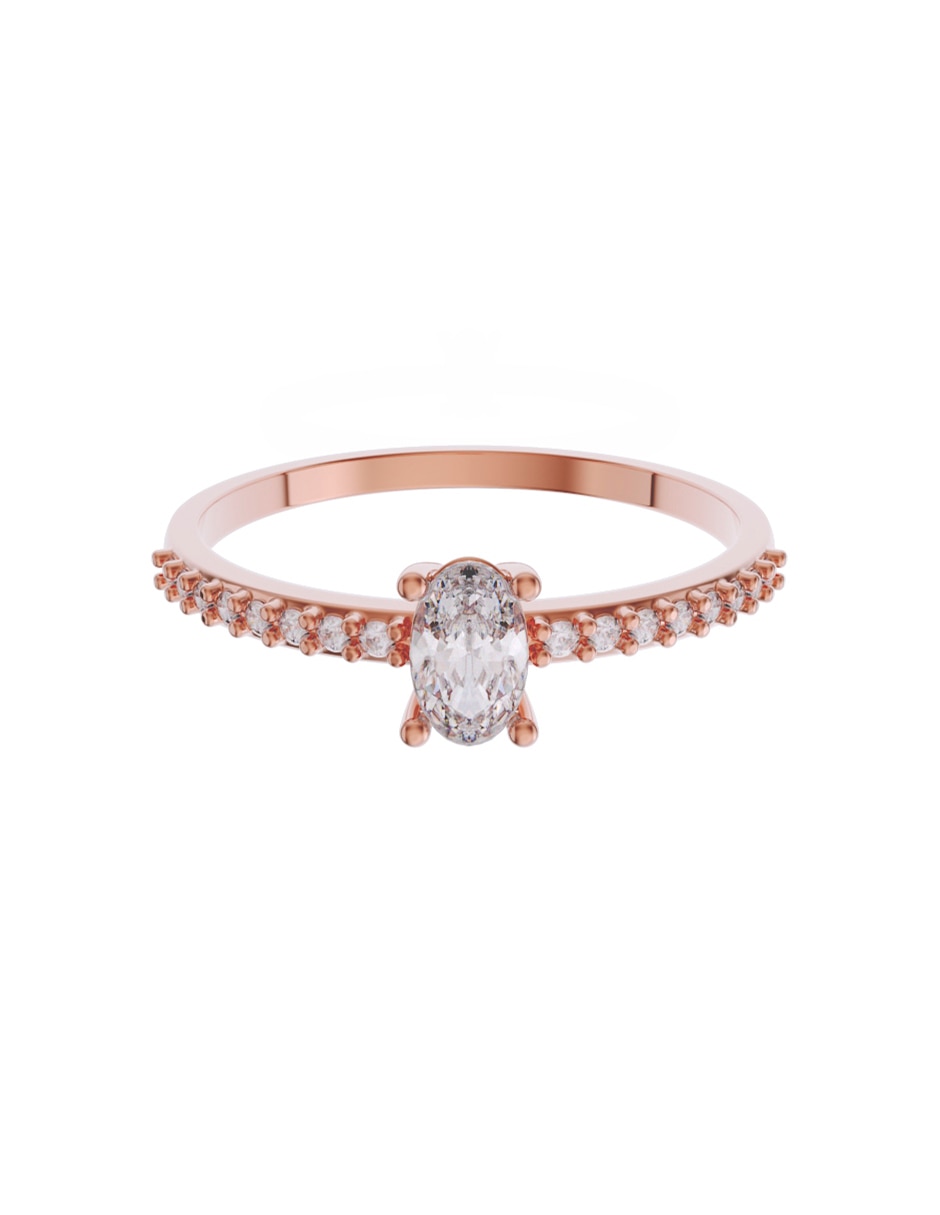 Anillo de compromiso de oro 10 K Promesa zirconia