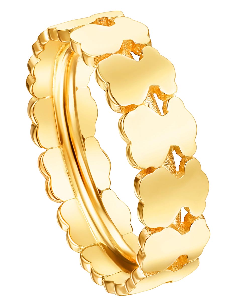 Anillo de oso Straight Oso de plata P 925 con acabado baño de oro 5