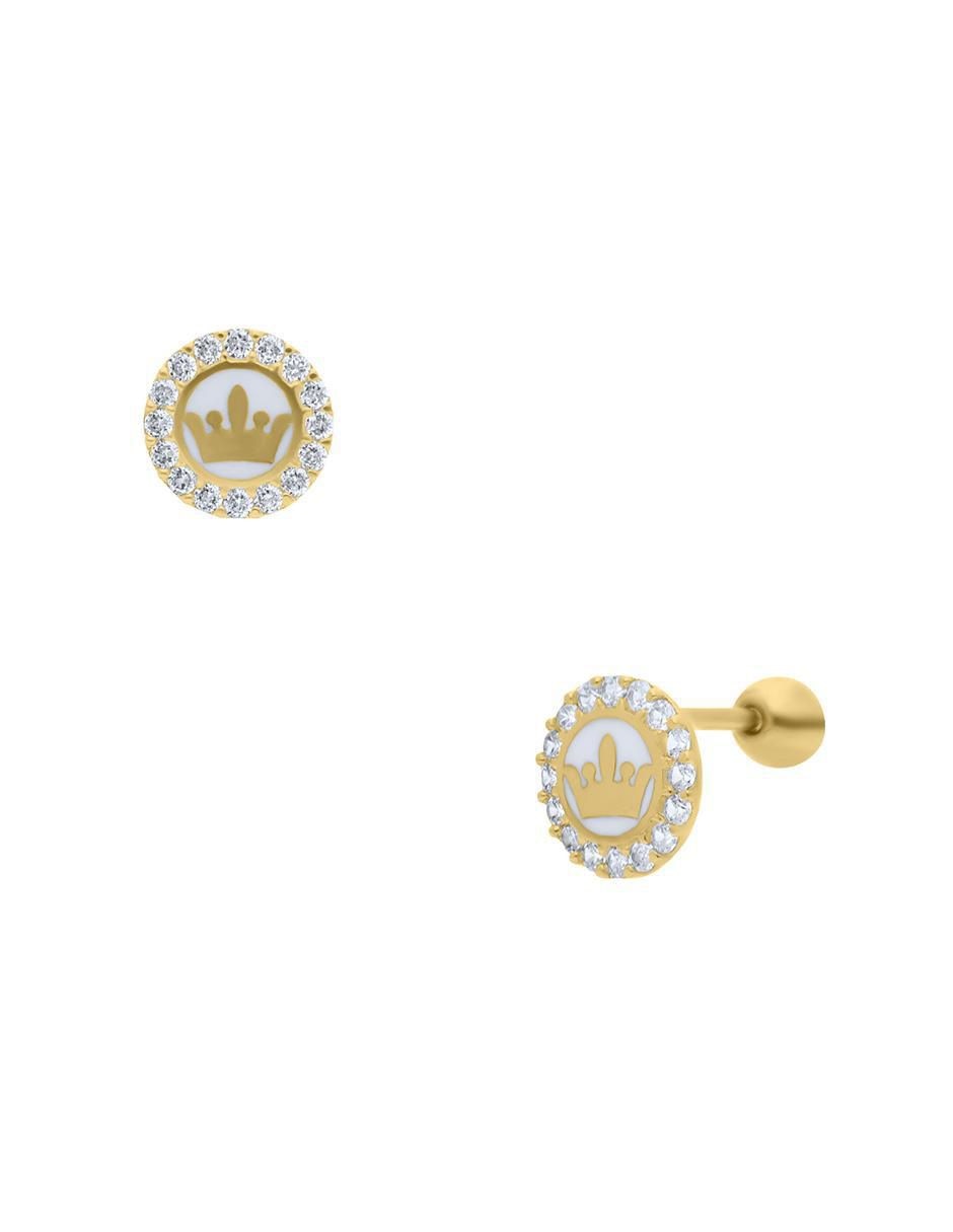 Broqueles de corona de oro amarillo 14 K con acabado brillante Broqueles de corona de oro amarillo 14 K con acabado brillante