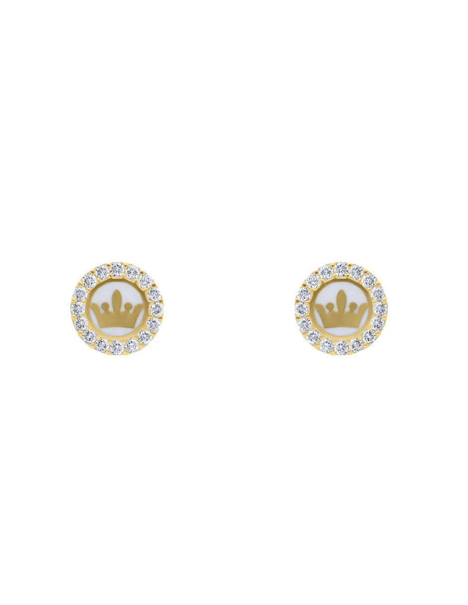 Broqueles de corona de oro amarillo 14 K con acabado brillante 2