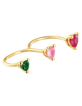 Anillo de corazón Garden Of Love Lgg de plata P 925 esmeralda, zafiro y rubí con acabado baño de oro