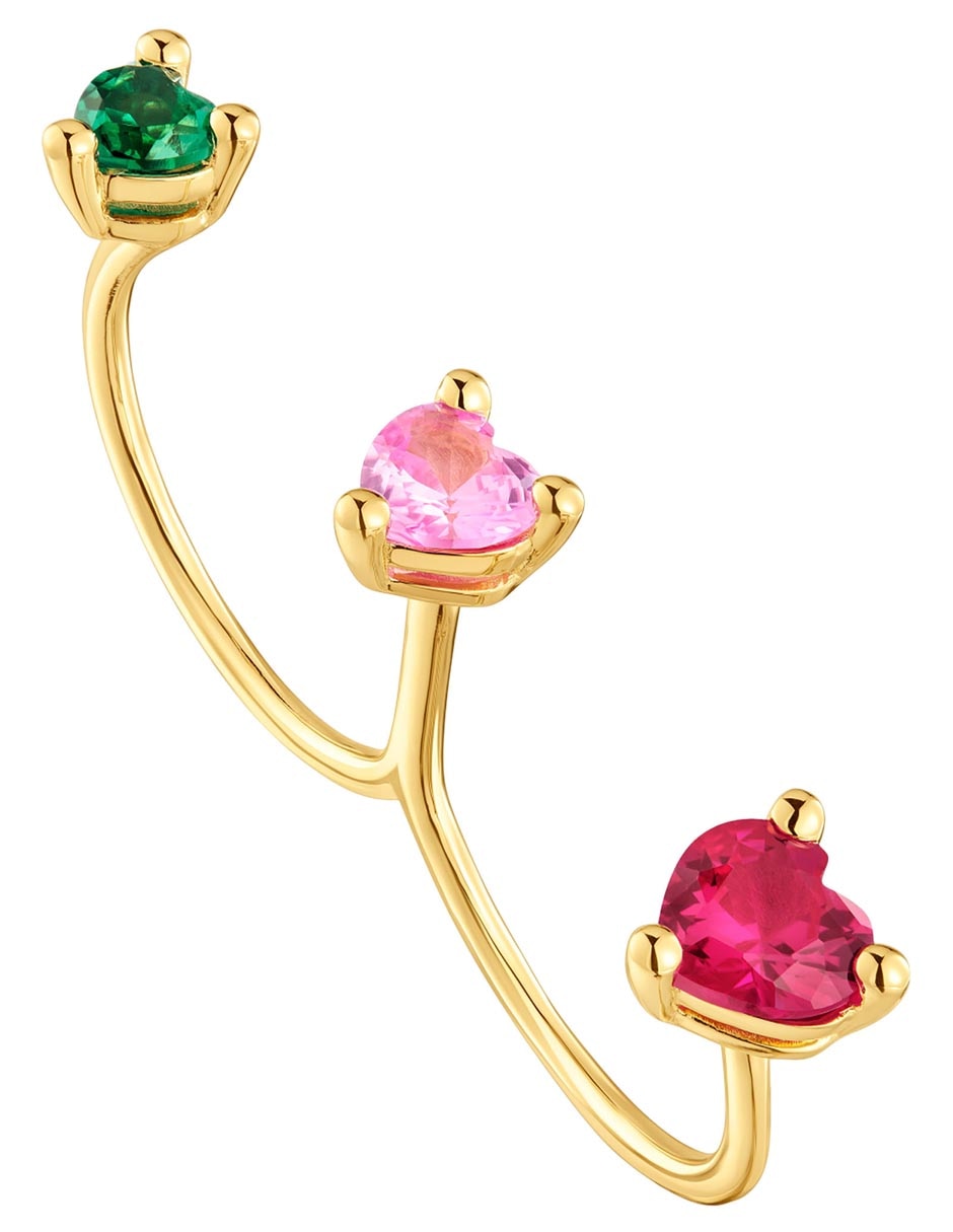 Anillo de corazón Garden Of Love Lgg de plata P 925 esmeralda, zafiro y rubí con acabado baño de oro 5