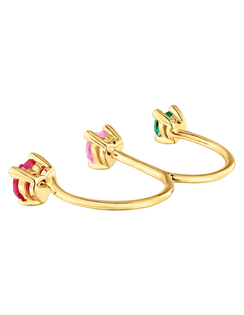 Anillo de corazón Garden Of Love Lgg de plata P 925 esmeralda, zafiro y rubí con acabado baño de oro