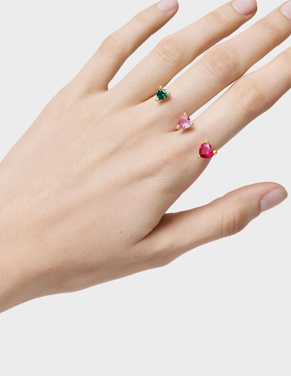 Anillo de corazón Garden Of Love Lgg de plata P 925 esmeralda, zafiro y rubí con acabado baño de oro 6