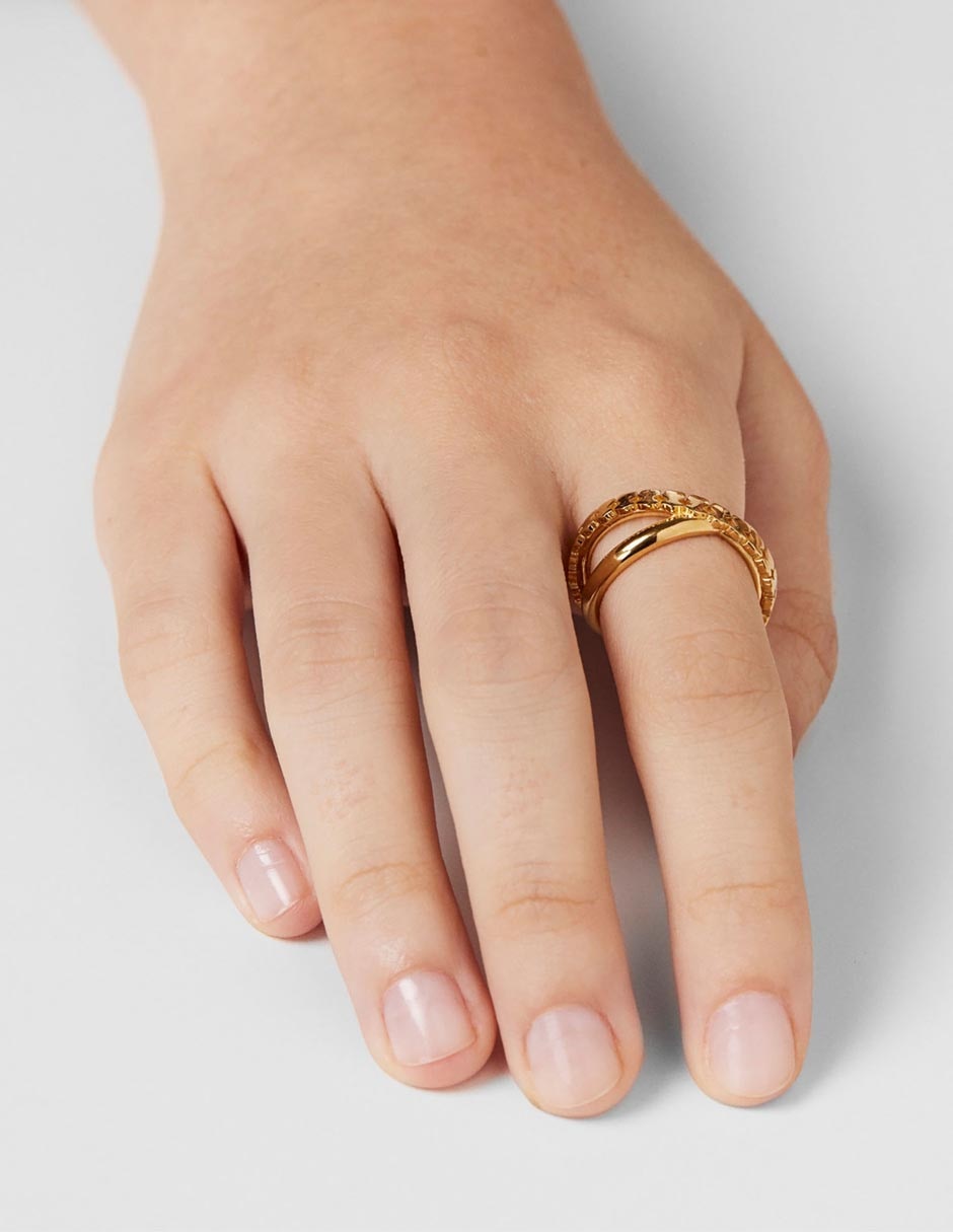 Anillo redondo Straight de plata P 925 con acabado baño de oro 2