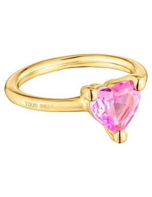 Anillo con gema de corazón Garden Of Love Lgg de plata P 925 zafiro con acabado baño de oro