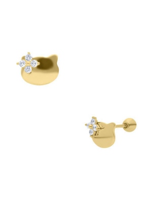 Broqueles de gato de oro amarillo 14 K con acabado brillante Broqueles de gato de oro amarillo 14 K con acabado brillante
