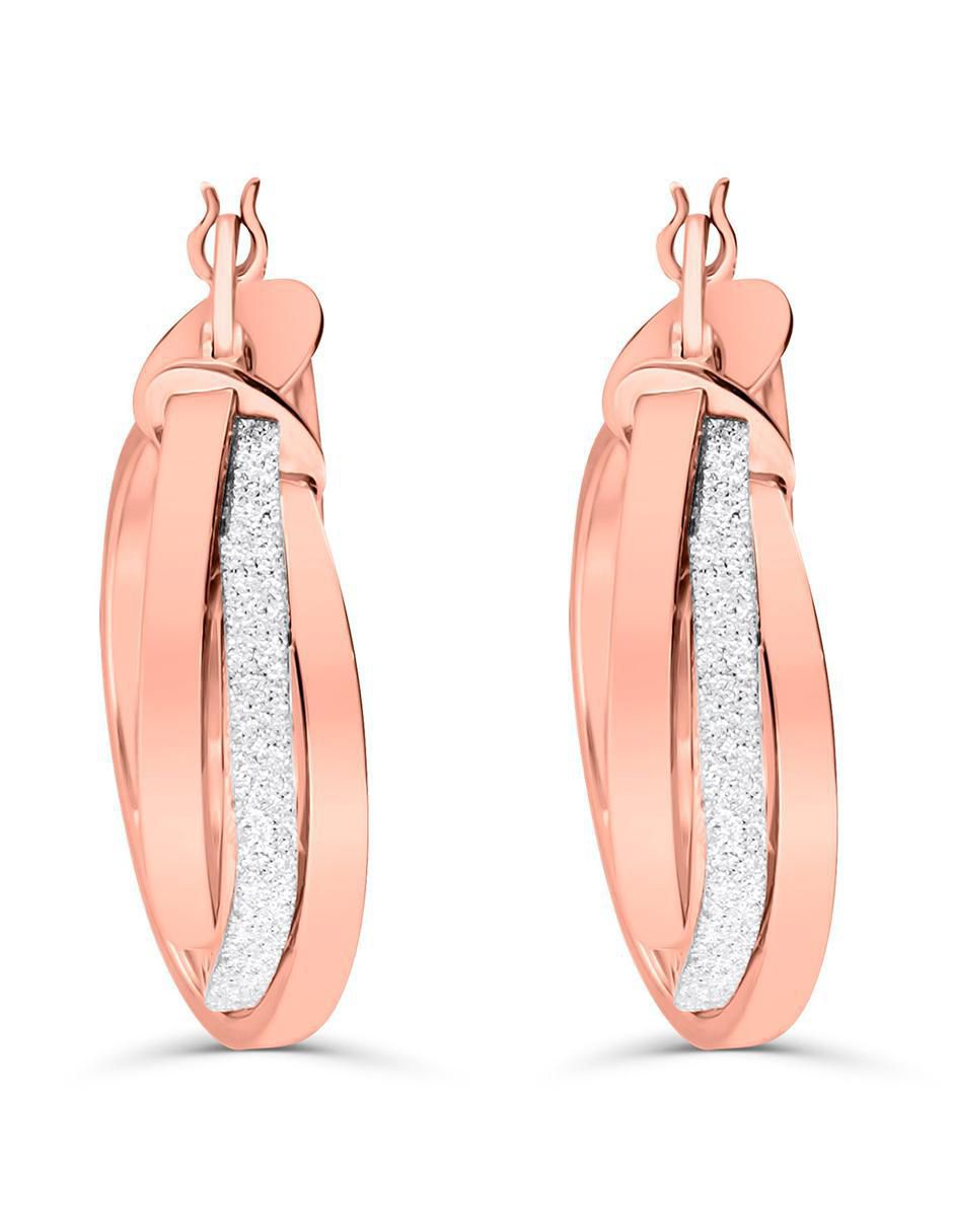 Arracadas de oro rosa 14 K con acabado brillante Arracadas de oro rosa 14 K con acabado brillante
