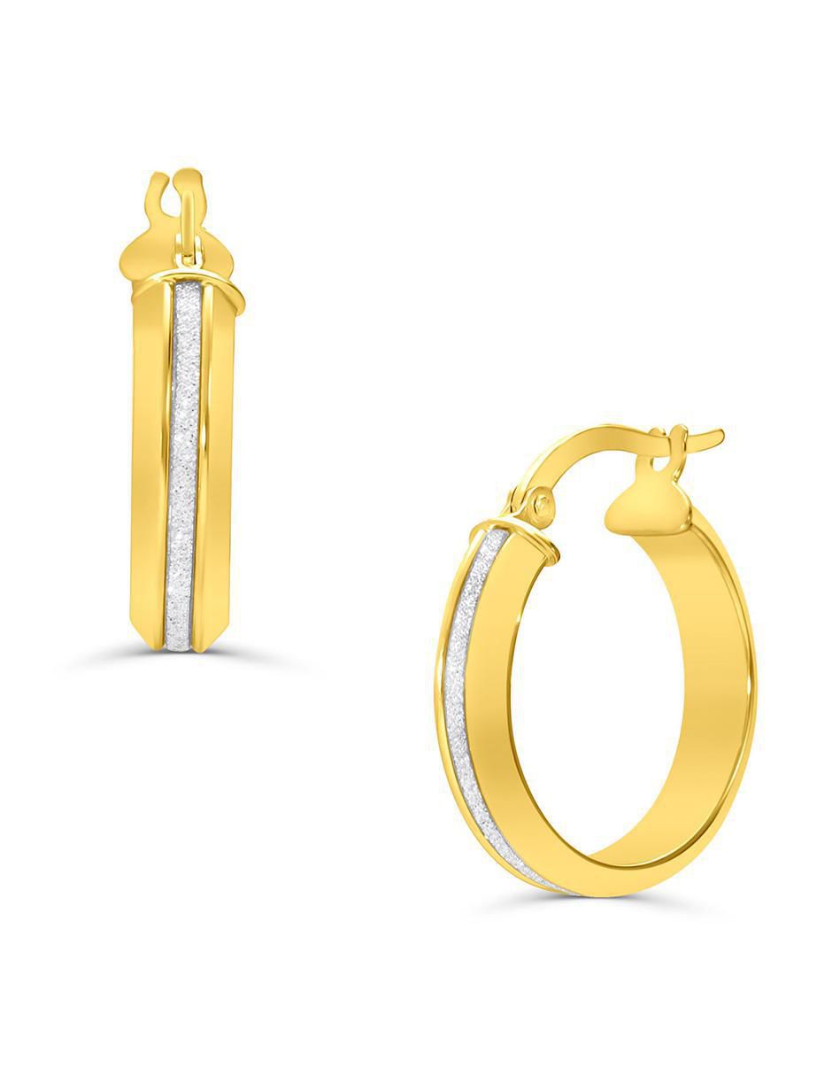 Aretes de aro de oro amarillo 14 K con acabado brillante