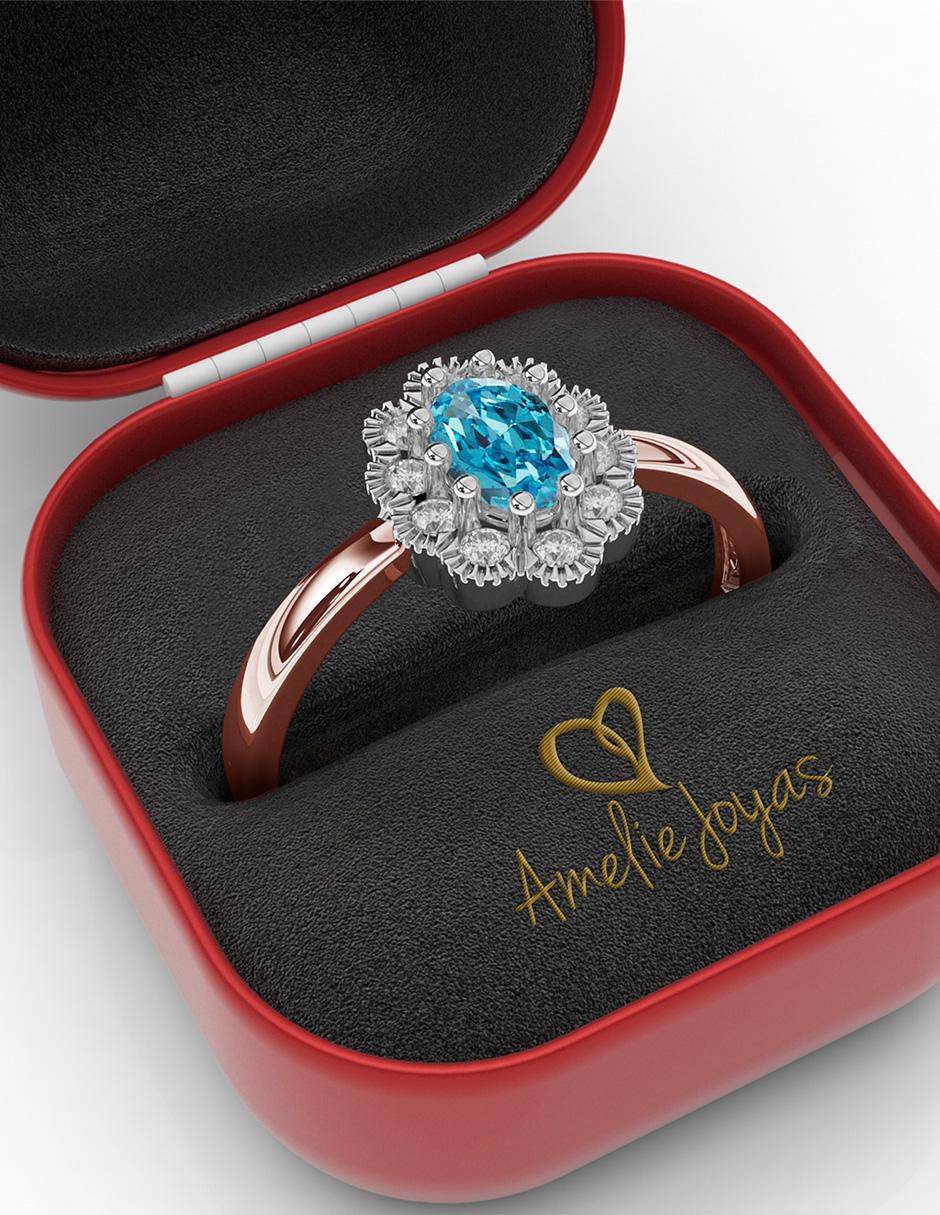 Anillo de compromiso 14 k topacio 4