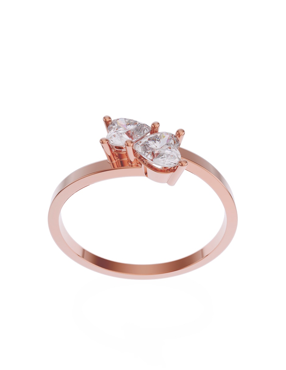 Anillo de compromiso de oro 10 K Promesa zirconia 2