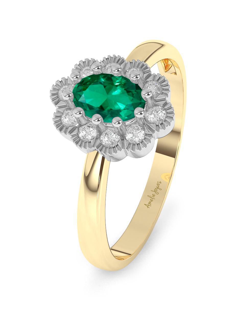 Anillo de compromiso 14 k esmeralda 3
