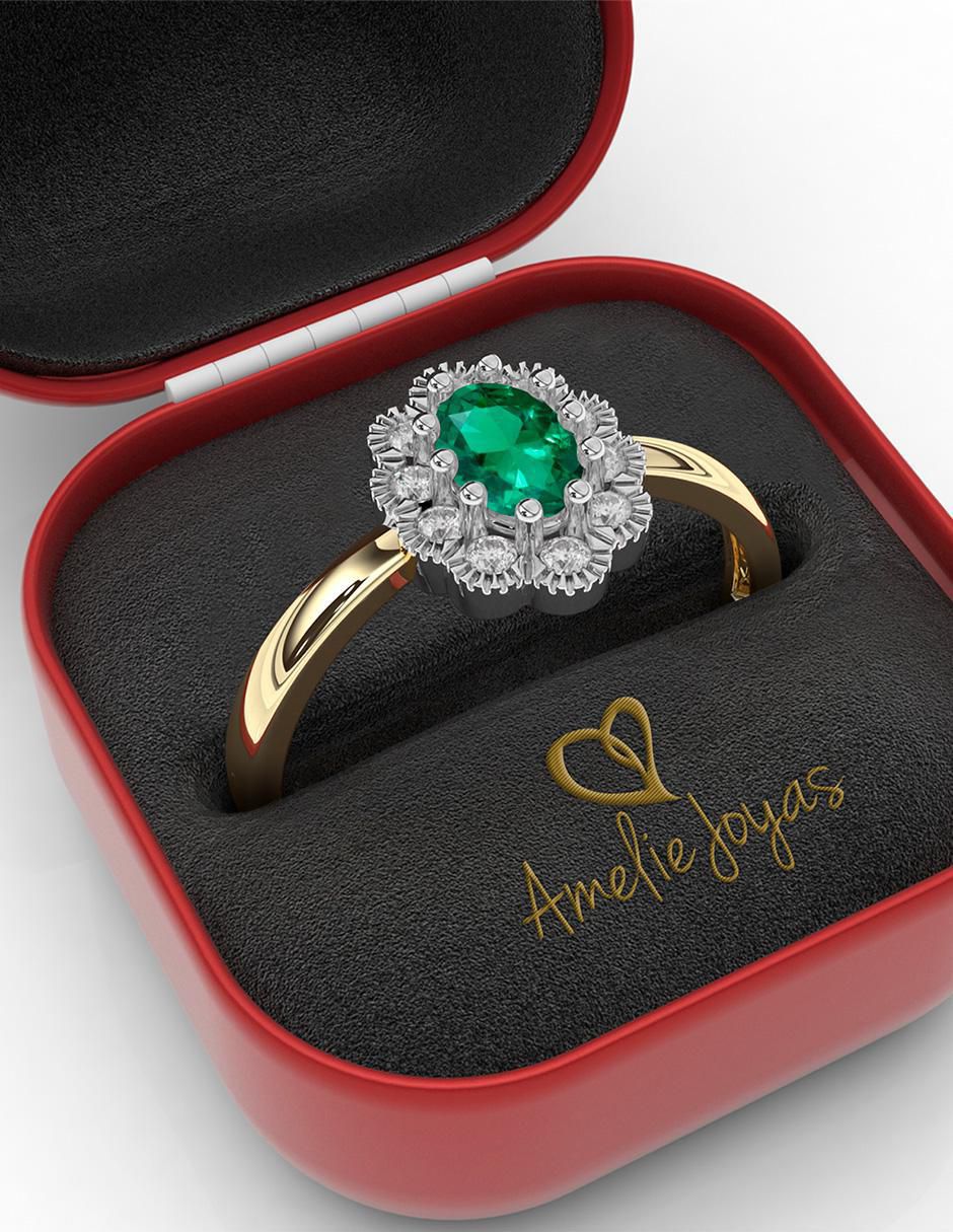 Anillo de compromiso 14 k esmeralda 2