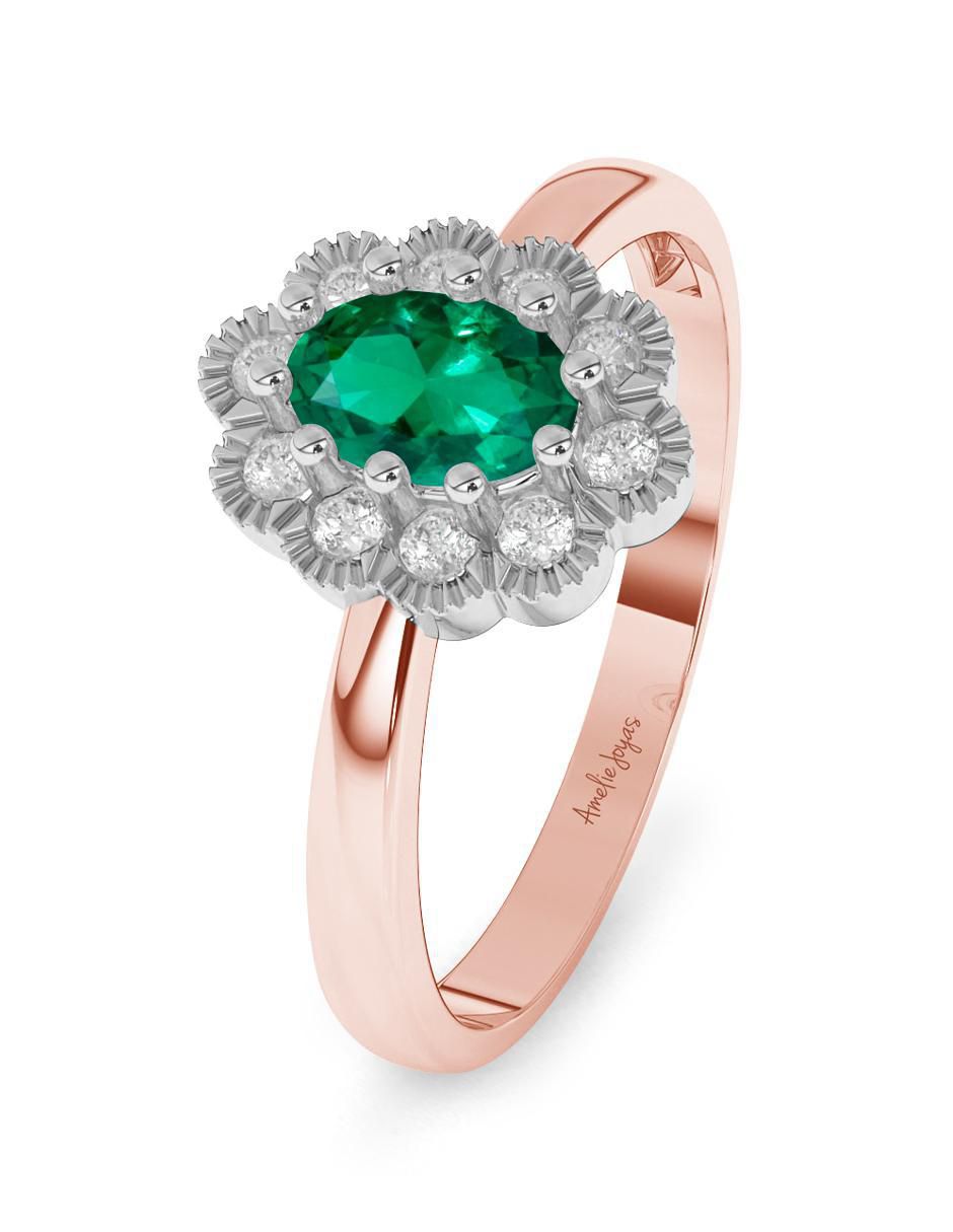 Anillo de compromiso 14 k esmeralda 2