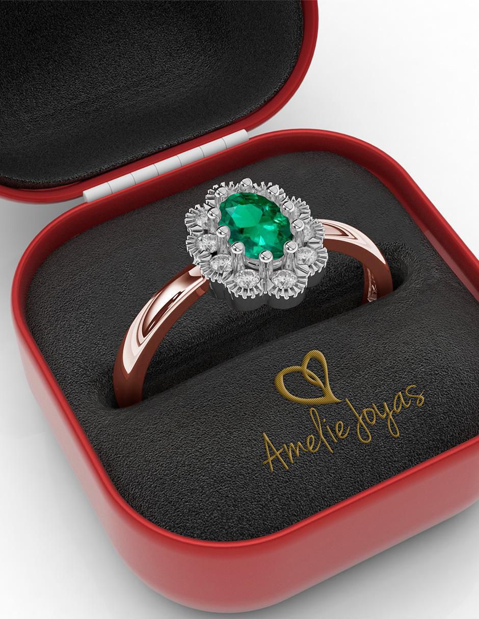 Anillo de compromiso 14 k esmeralda 4