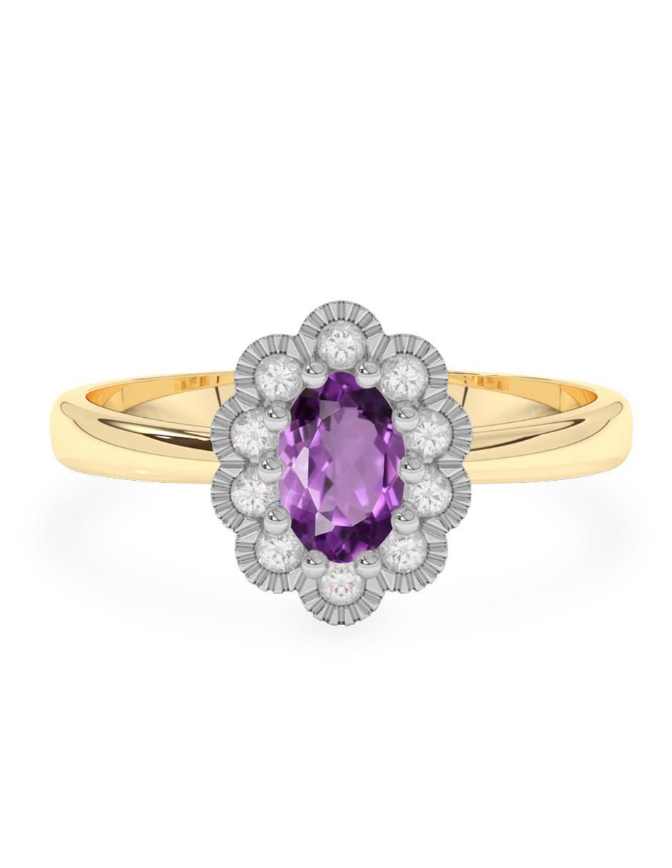 Anillo de compromiso de oro 14 k amatista