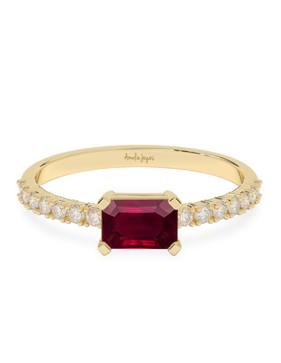 Anillo de compromiso de oro 14 k rubí Anillo de compromiso de oro 14 k rubí