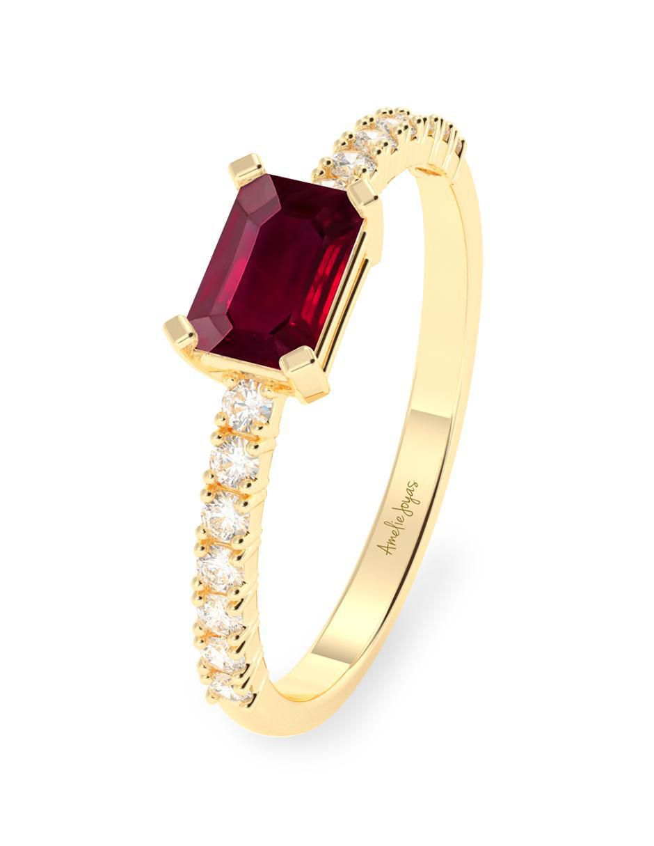 Anillo de compromiso 14 k rubí 4