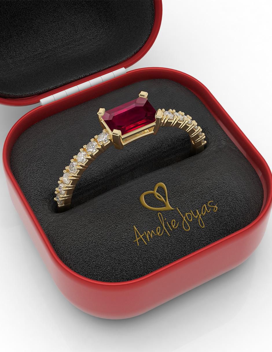 Anillo de compromiso 14 k rubí 2