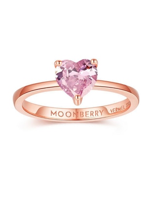 Anillo de corazón de plata vermeil P 925 zirconia cúbica con acabado baño de oro rosa