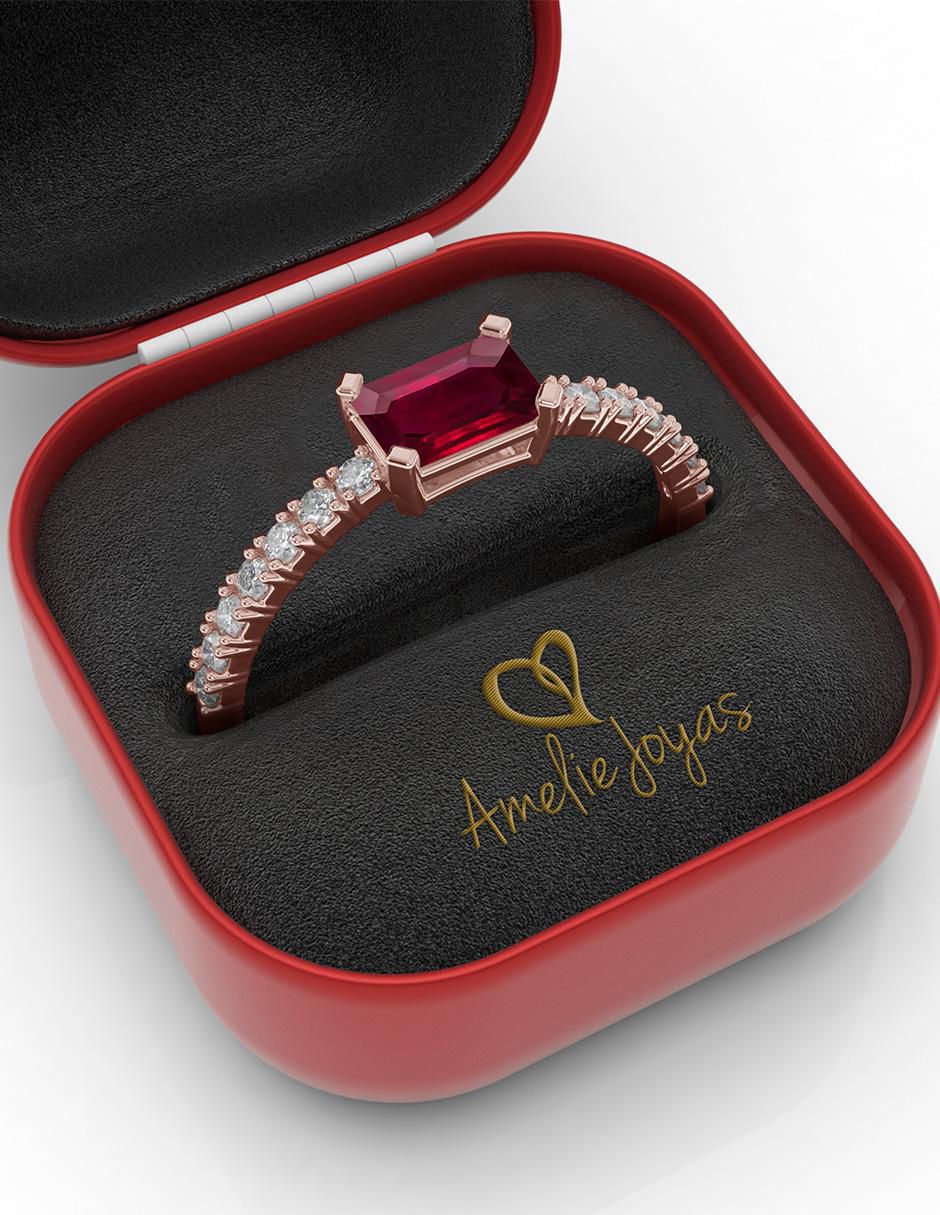 Anillo de compromiso 14 k rubí 4