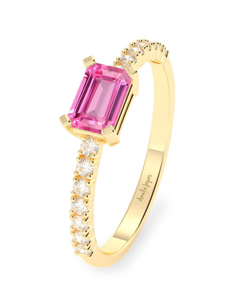 Anillo de compromiso 14 k zafiro rosa 4