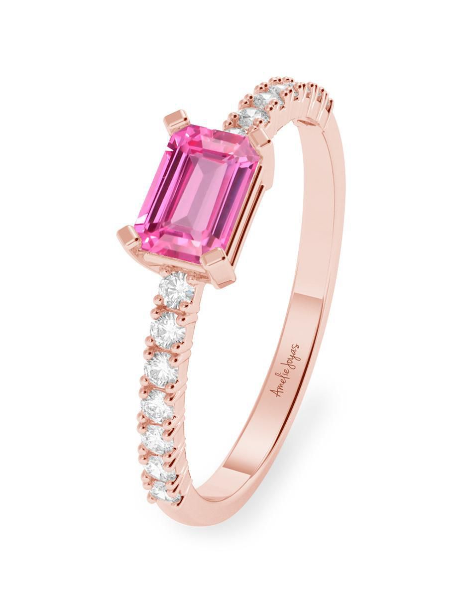 Anillo de compromiso 14 k zafiro rosa 2