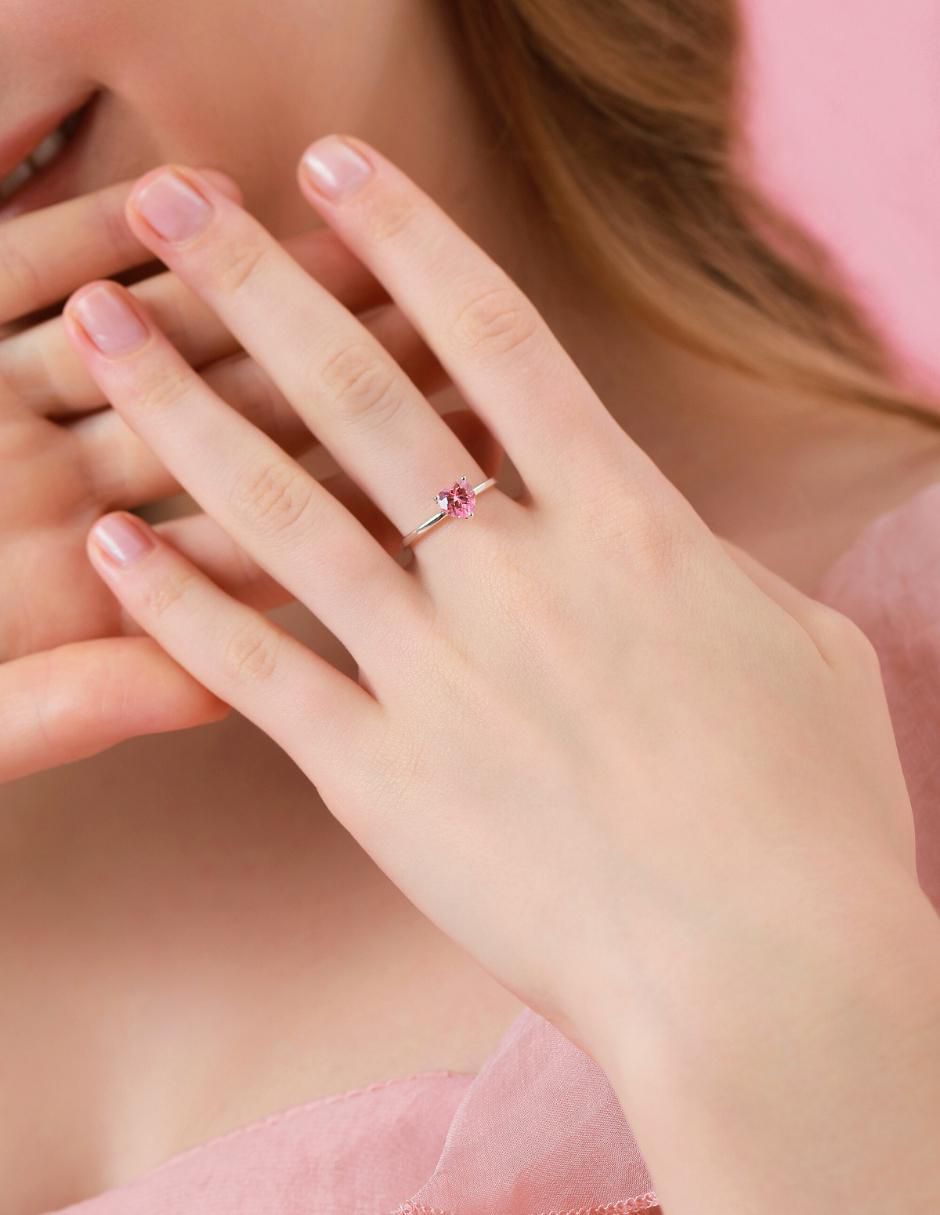 Anillo de corazón P 925 de plata zirconia cúbica brillante 6