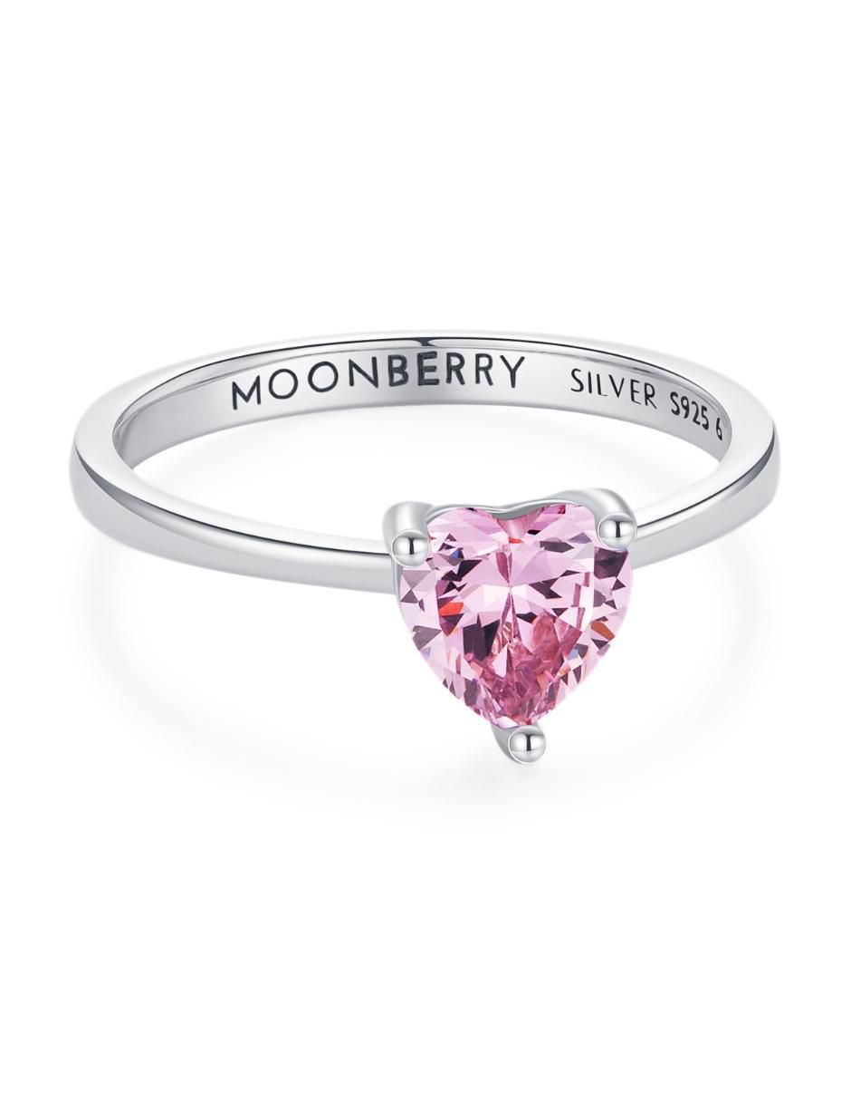 Anillo de corazón P 925 de plata zirconia cúbica brillante 8