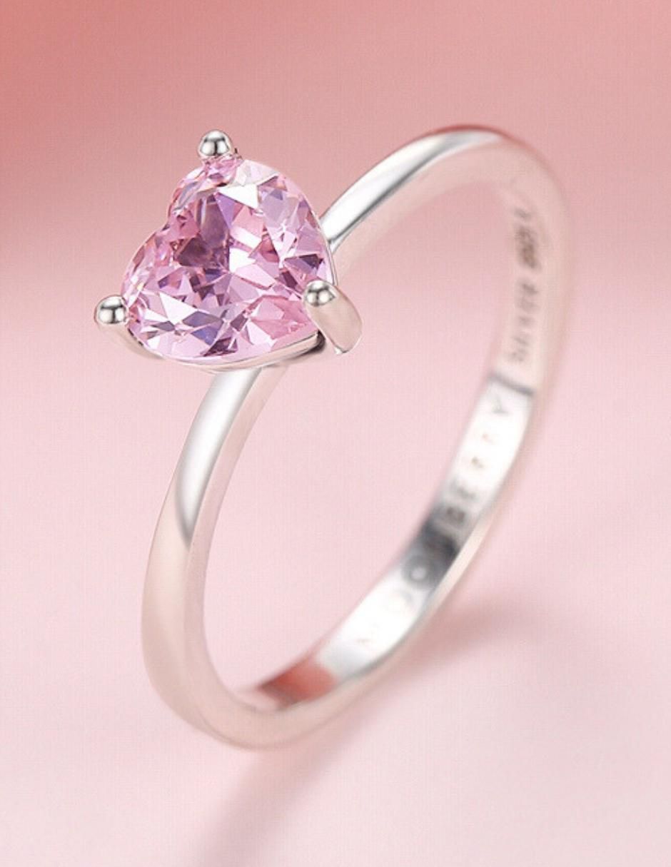 Anillo de corazón P 925 de plata zirconia cúbica brillante 13